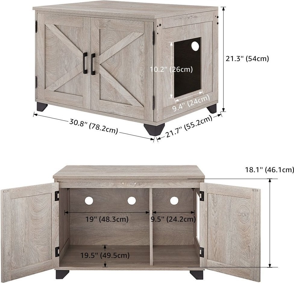 UNIPAWS Decorative Cat Litter Box Enclosure, Grey