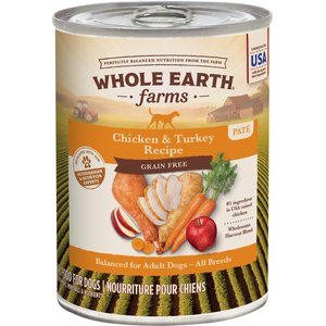 Whole Earth Farms Grain-Free Chicken & Turkey Recipe Canned Dog Food, 12.7-oz, case of 12