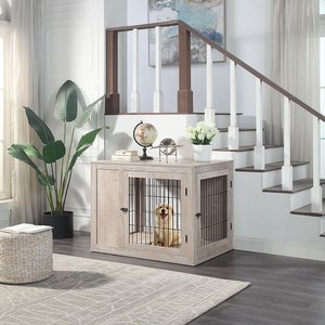 Unipaws Wooden Wire Furniture Style Dog Crate, Large