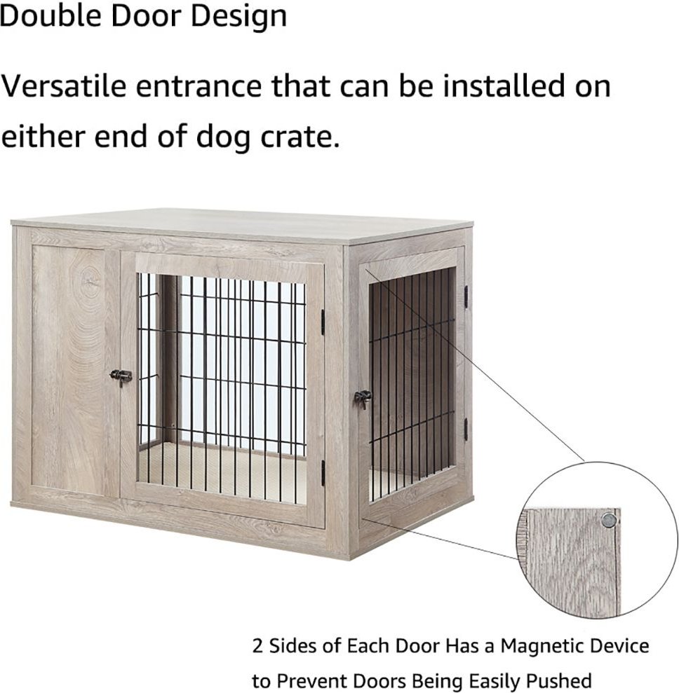 UNIPAWS Wooden Wire Furniture Style Dog Crate, Large - Chewy.com