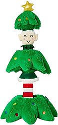 Frisco Holiday Elf in a Tree Bungee Plush Squeaky Dog Toy, Medium/Large