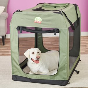 Go Pet Club Double Door Collapsible Soft-Sided Dog Crate, Sage, 48 inch