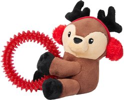Frisco Holiday Reindeer Plush with TPR Ring Squeaky Puppy Toy, Small/Medium