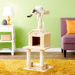 Go Pet Club 45-in Faux Fur Cat Tree & Condo, Beige
