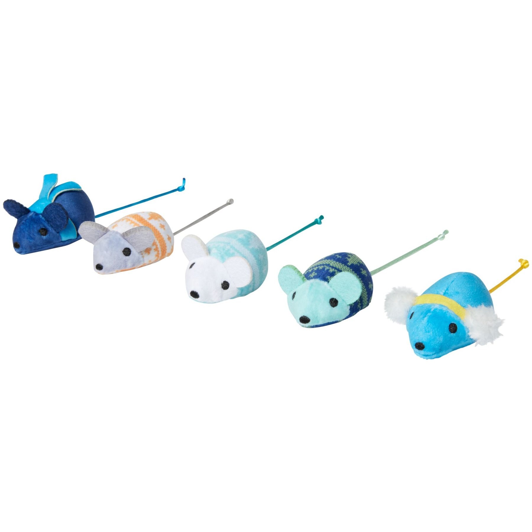 Frisco Holiday Arctic Blue Mice Plush Cat Toy with Catnip, 5 count
