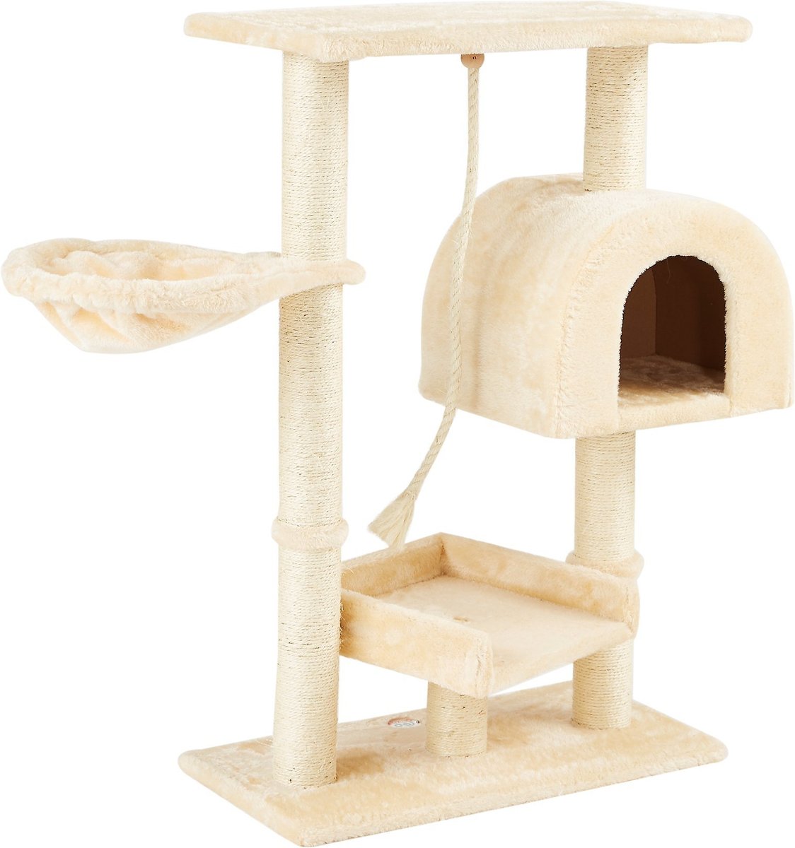 GO PET CLUB 36-in Faux Fur Cat Tree & Condo, Beige - Chewy.com