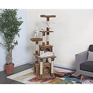 Go Pet Club 67-in Faux Fur Cat Tree & Condo, Brown