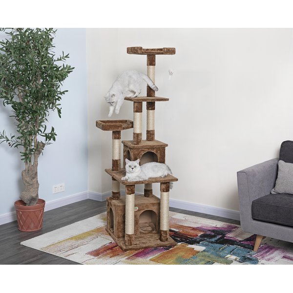 Go Pet Club 74-in Forest with Leaves Cat Tree, Black/Brown