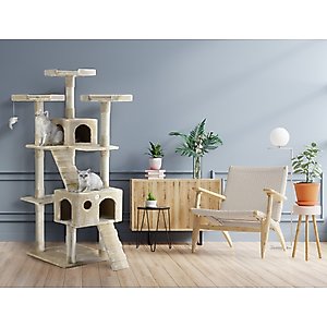 Go Pet Club 72-in Faux Fur Cat Tree & Condo, Light Beige