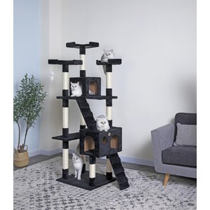 Go Pet Club 72-in Faux Fur Cat Tree & Condo, Black