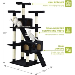 Go Pet Club 72-in Faux Fur Cat Tree & Condo, Black