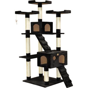 Go Pet Club 72-in Faux Fur Cat Tree & Condo, Black