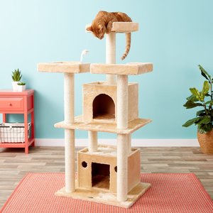 Go Pet Club 51-in Faux Fur Cat Tree & Condo, Beige