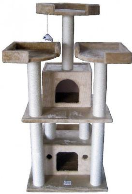 Show full view: Go Pet Club 51-in Faux Fur Cat Tree & Condo, Beige slide 3 of 8