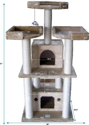 Show full view: Go Pet Club 51-in Faux Fur Cat Tree & Condo, Beige slide 4 of 8