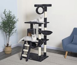 Go Pet Club 62-in Faux Fur Cat Tree & Condo, Black