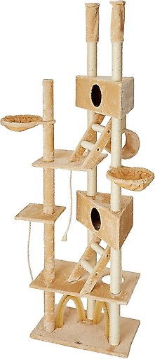 Go Pet Club 106-in Floor-to-Ceiling Faux Fur Cat Tree & Condo, Beige