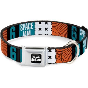 Buckle-Down Seatbelt Buckle Space Jam 2 Number 6 Blocks Dog Collar, Multicolor, 9.5-13-in