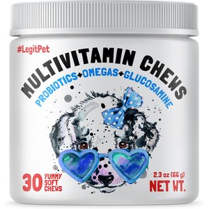 Legitpet Probiotic Multivitamin Chicken Flavored Chew Supplement for Adult Dogs, 30 count