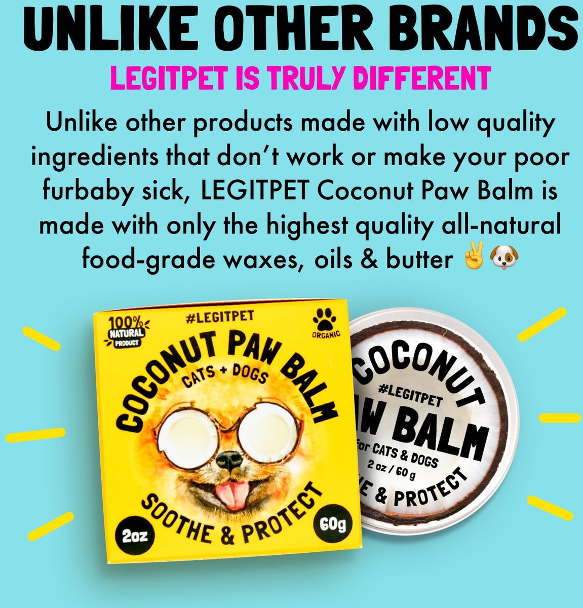 Legitpet Skin & Coat Coconut Oil & Shea Butter Adult Dog Paw Balm