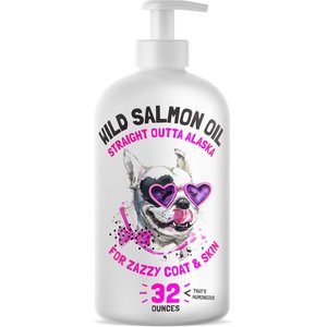 Legitpet Wild Caught Alaskan Salmon Oil Liquid Skin & Coat Supplement for Adult Dogs & Cats, 32-oz bottle