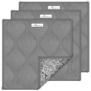 Paw Inspired Fleece Cage Liner Small Pet Pee Pads & Bedding, 12x12-in, 3 count, Gray