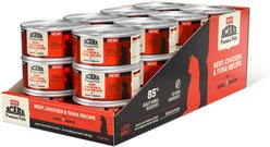 ACANA Beef, Chicken + Tuna Recipe in Bone Broth Grain-Free Wet Cat Food, 3-oz can, case of 24