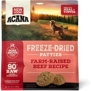 ACANA Ranch-Raised Beef Recipe Patties Grain-Free Freeze Dried Dog Food & Topper, 14-oz bag