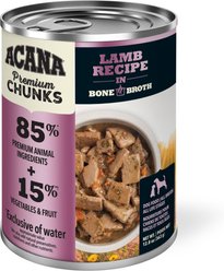 ACANA Premium Chunks Lamb Recipe in Bone Broth Grain-Free Wet Dog Food, 12.8-oz can, case of 12 slide 2 of 9