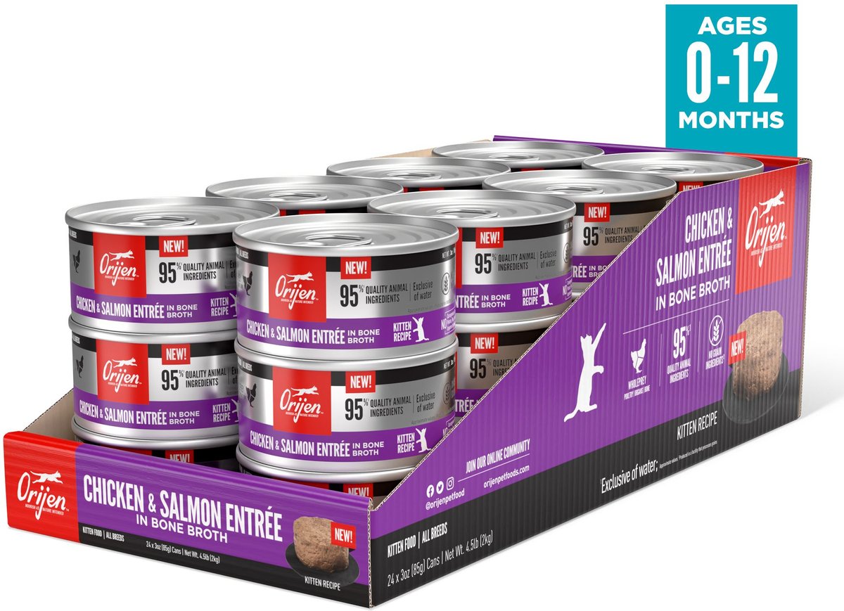 ORIJEN Kitten Recipe Chicken + Salmon Entree in Bone Broth Wet Cat Food