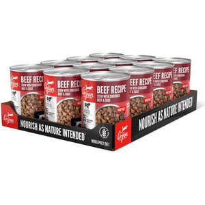 ORIJEN Real Meat Shreds Beef Recipe Stew Grain-Free Wet Dog Food, 12.8-oz can, case of 12