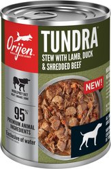 ORIJEN Real Meat Shreds Tundra Stew Grain-Free Wet Dog Food, 12.8-oz can, case of 12 slide 2 of 8
