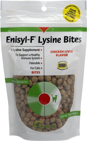 Vetoquinol Enisyl-F Lysine Bites Chicken & Liver Flavored Immune Supplement for Cats, 6.35-oz bag slide 1 of 5
