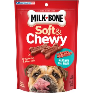 Milk-Bone Real Bacon Soft & Chewy Dog Treats, 5.6-oz bag, case of 10