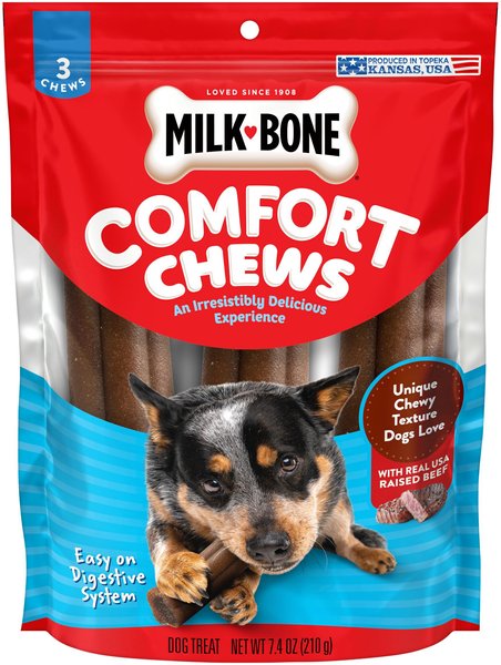 Milk-Bone Comfort Chews Real Beef Dog Treats, 3 count, case of 5 slide 1 of 9