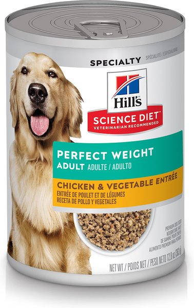 Hill's Science Diet Adult Perfect Weight Chicken & Vegetables Entree Canned Dog Food, 12.8-oz, case of 12 slide 1 of 11