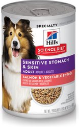 Hill's Science Diet Adult Sensitive Stomach & Skin Grain-Free Salmon & Vegetable Entree Canned Dog Food, 12.8-oz, 12 Pack