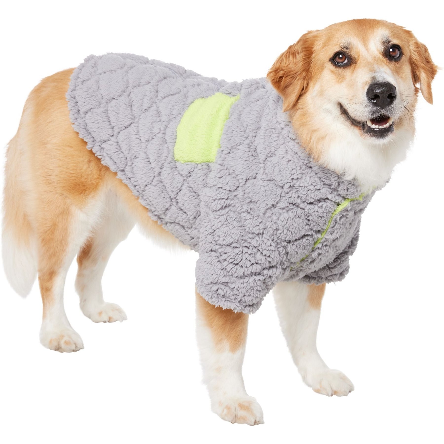 Frisco Medium Weight Quilted Sherpa Dog & Cat Faux Zipper Coat