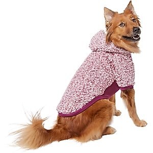 Frisco Textured Wubby 2-Tone Fleece Dog & Cat Hoodie, Berry, X-Large