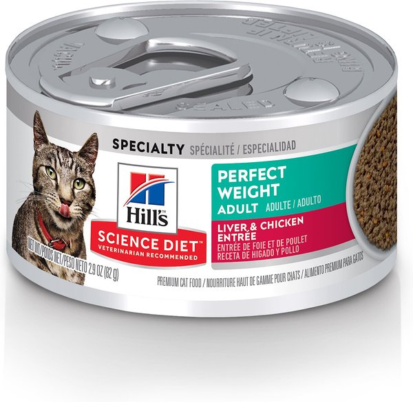 Hill's Science Diet Adult Perfect Weight Liver & Chicken Entree Canned Cat Food, 2.9-oz, case of 24 slide 1 of 10