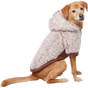 Frisco Textured Wubby 2-Tone Fleece Dog & Cat Hoodie, Brown, X-Large