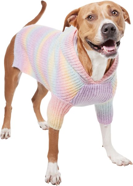 Frisco Soft Multi Stripe Ombre Dog & Cat Hooded Sweater, Rainbow, XX-Large slide 1 of 7