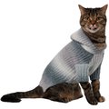 Frisco Soft Multi Stripe Ombre Dog & Cat Hooded Sweater, Gray, Small