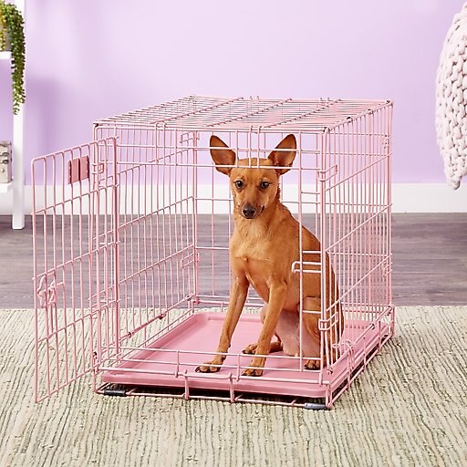 MidWest iCrate Single Door Collapsible Wire Dog Crate, Pink, 24 inch