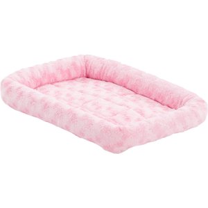 MidWest Quiet Time Fashion Plush Bolster Dog Crate Mat, Pink, 18-in