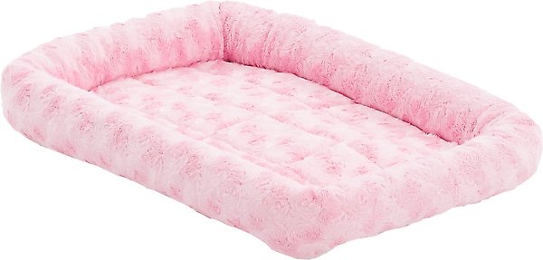 MidWest Quiet Time Fashion Plush Bolster Dog Crate Mat, Pink, 22-in slide 1 of 5