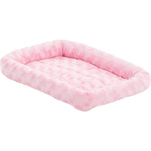 MidWest Quiet Time Fashion Plush Bolster Dog Crate Mat, Pink, 22-inch