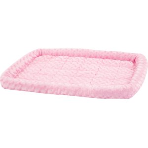 MidWest Quiet Time Fashion Plush Bolster Dog Crate Mat, Pink, 36-in