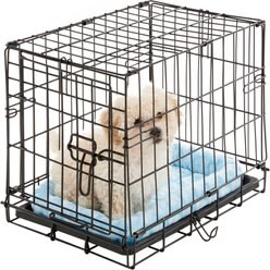 MidWest Quiet Time Fashion Plush Bolster Dog Crate Mat, Powder Blue, 18-in slide 2 of 5