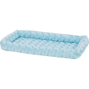 MidWest Quiet Time Fashion Plush Bolster Dog Crate Mat, Powder Blue, 22-in